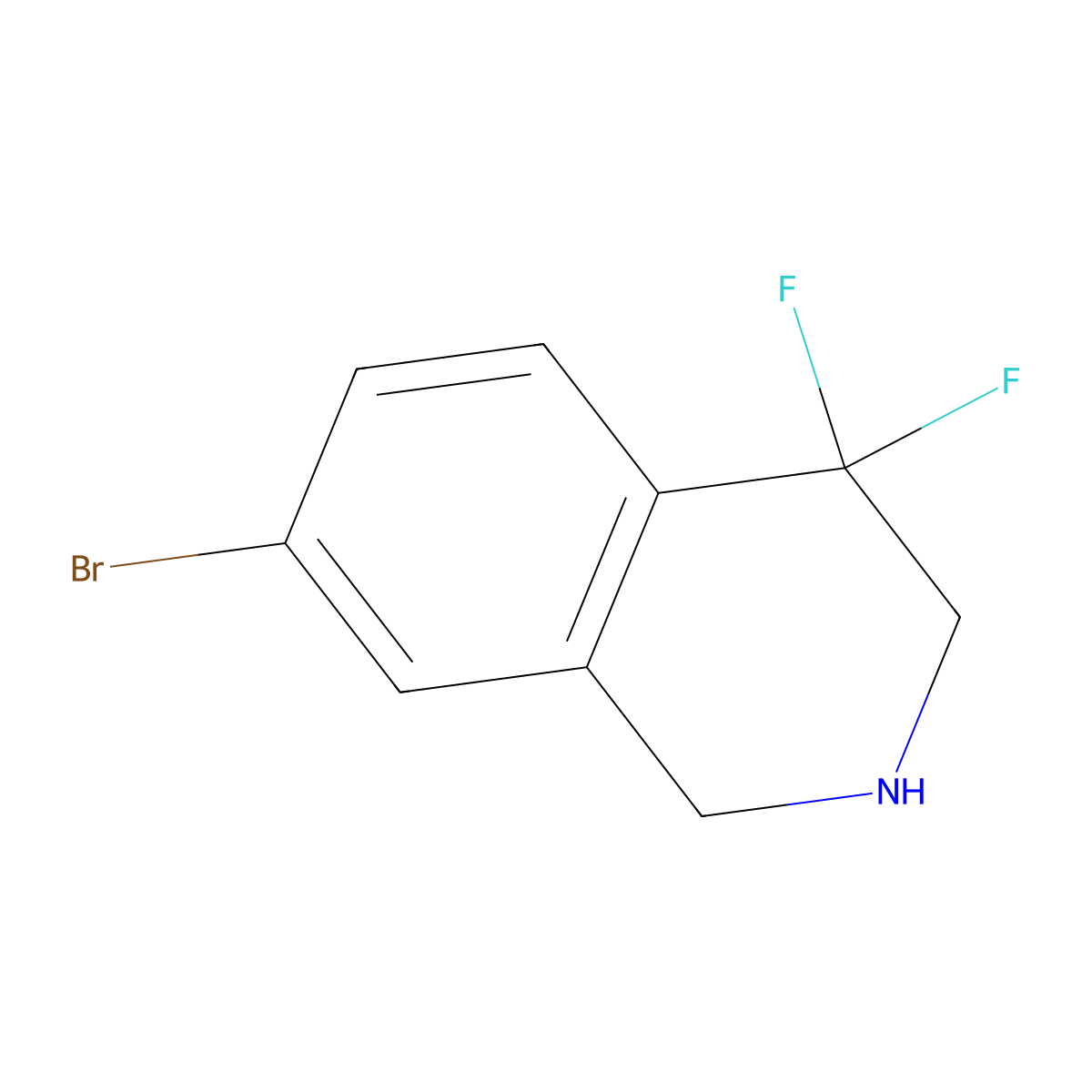 7-bromo-4,4-difluoro-2,3-dihydro-1H-isoquinoline molecular structure, CAS 1780338-53-5