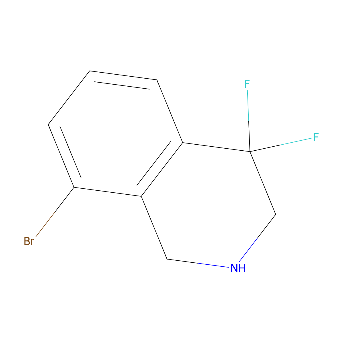 8-Bromo-4,4-difluoro-2,3-dihydro-1H-isoquinoline molecular structure, CAS 1780338-58-0