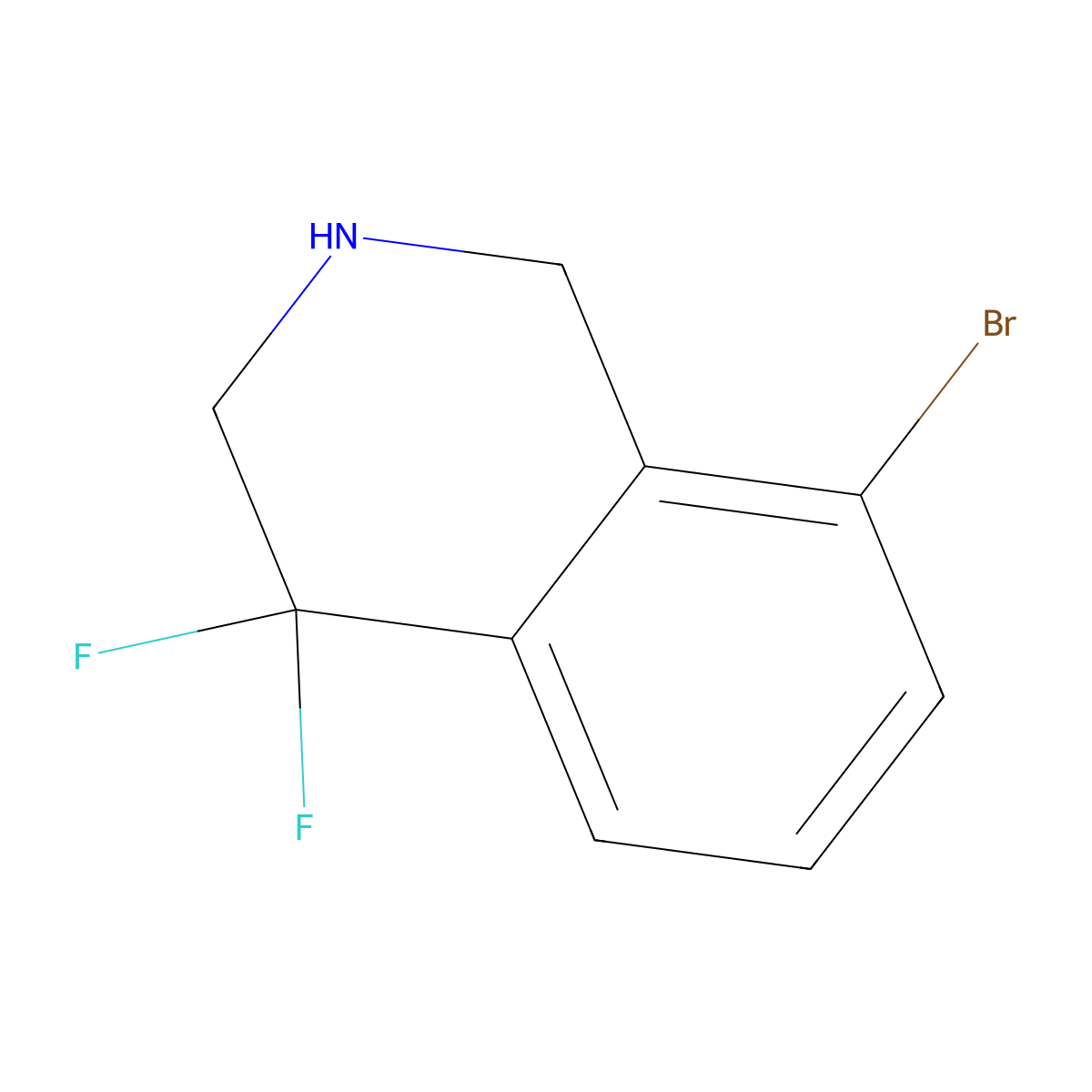 8-Bromo-4,4-difluoro-2,3-dihydro-1H-isoquinoline molecular structure, CAS 1780338-58-0