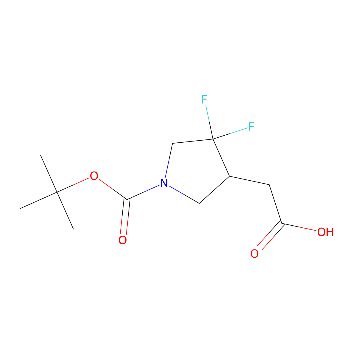 2-(1-(Tert-butoxycarbonyl)-4,4-difluoropyrrolidin-3-yl)acetic acid molecular structure, CAS 1780345-54-1