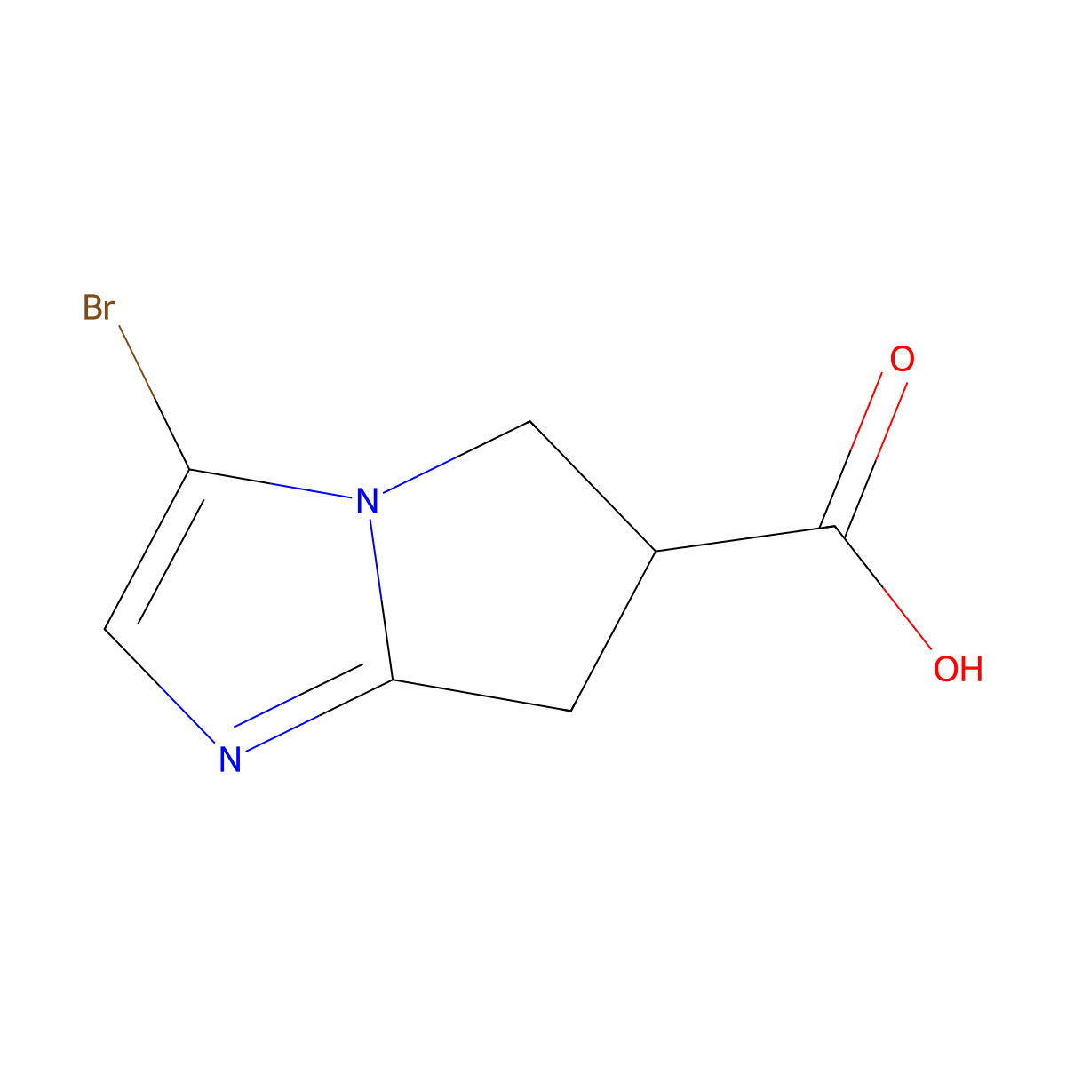 3-bromo-5H,6H,7H-pyrrolo(1,2-a)imidazole-6-carboxylic acid molecular structure, CAS 1780355-27-2
