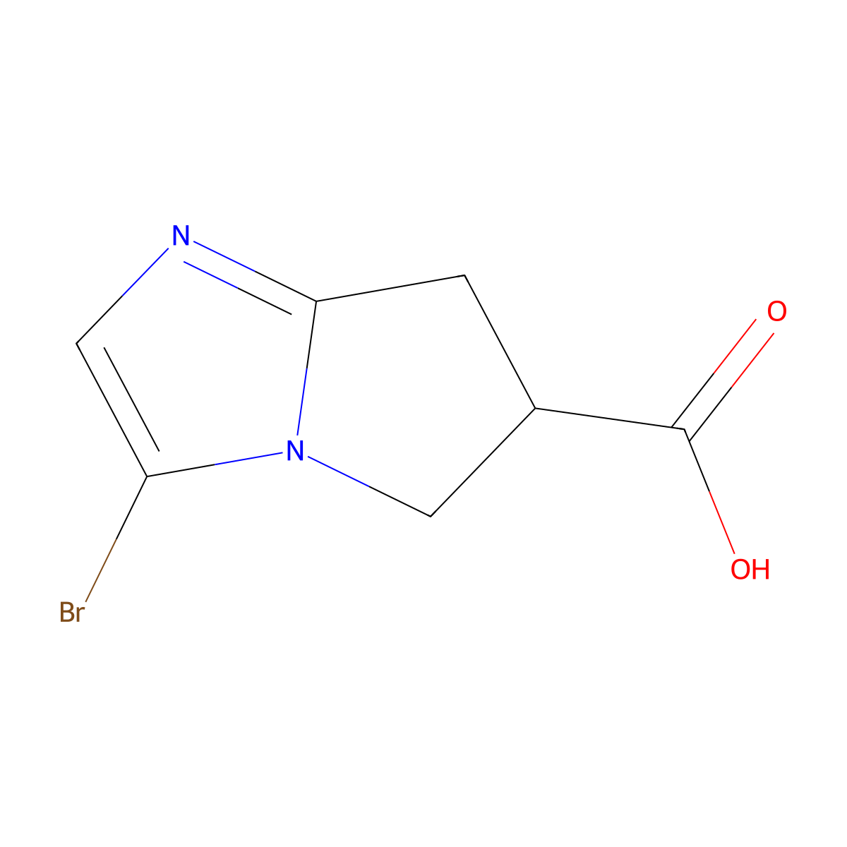 3-bromo-5H,6H,7H-pyrrolo(1,2-a)imidazole-6-carboxylic acid molecular structure, CAS 1780355-27-2