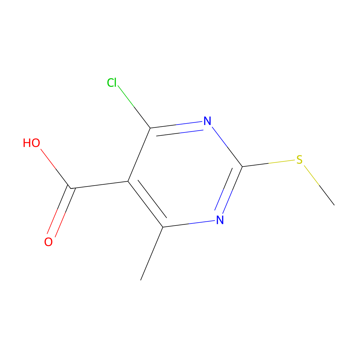 4-Chloro-6-methyl-2-(methylsulfanyl)pyrimidine-5-carboxylic acid molecular structure, CAS 1780369-51-8