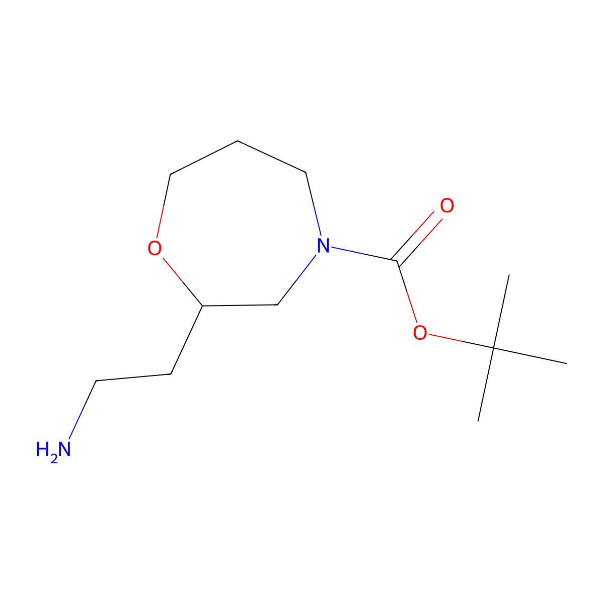 Tert-butyl2-(2-aminoethyl)-1,4-oxazepane-4-carboxylate molecular structure, CAS 1780385-44-5