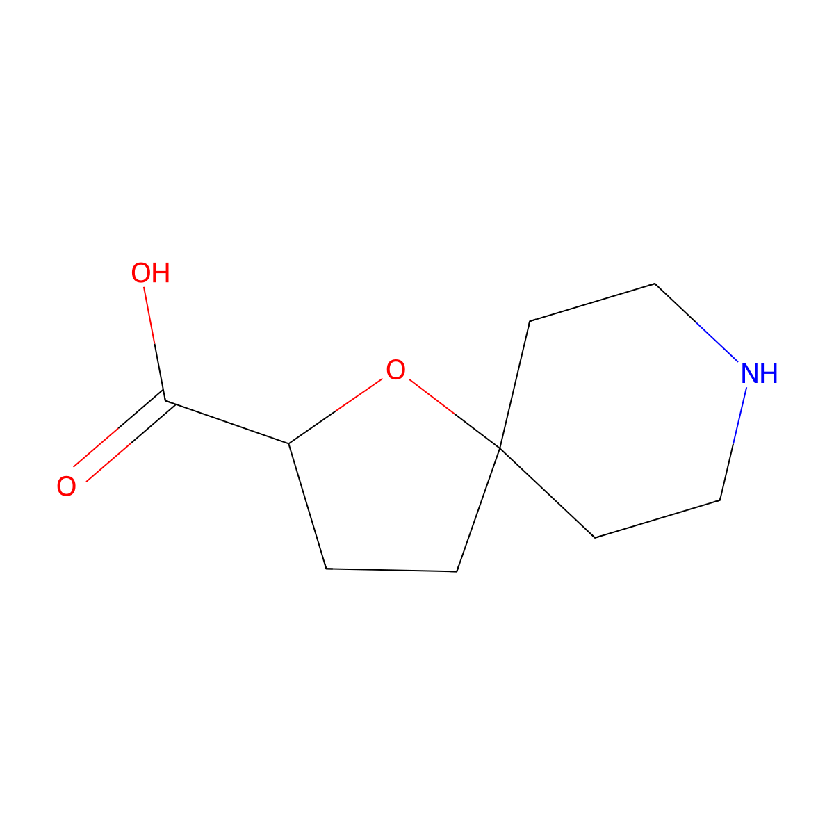 1-Oxa-8-azaspiro[4.5]decane-2-carboxylic acid molecular structure, CAS 1780400-78-3