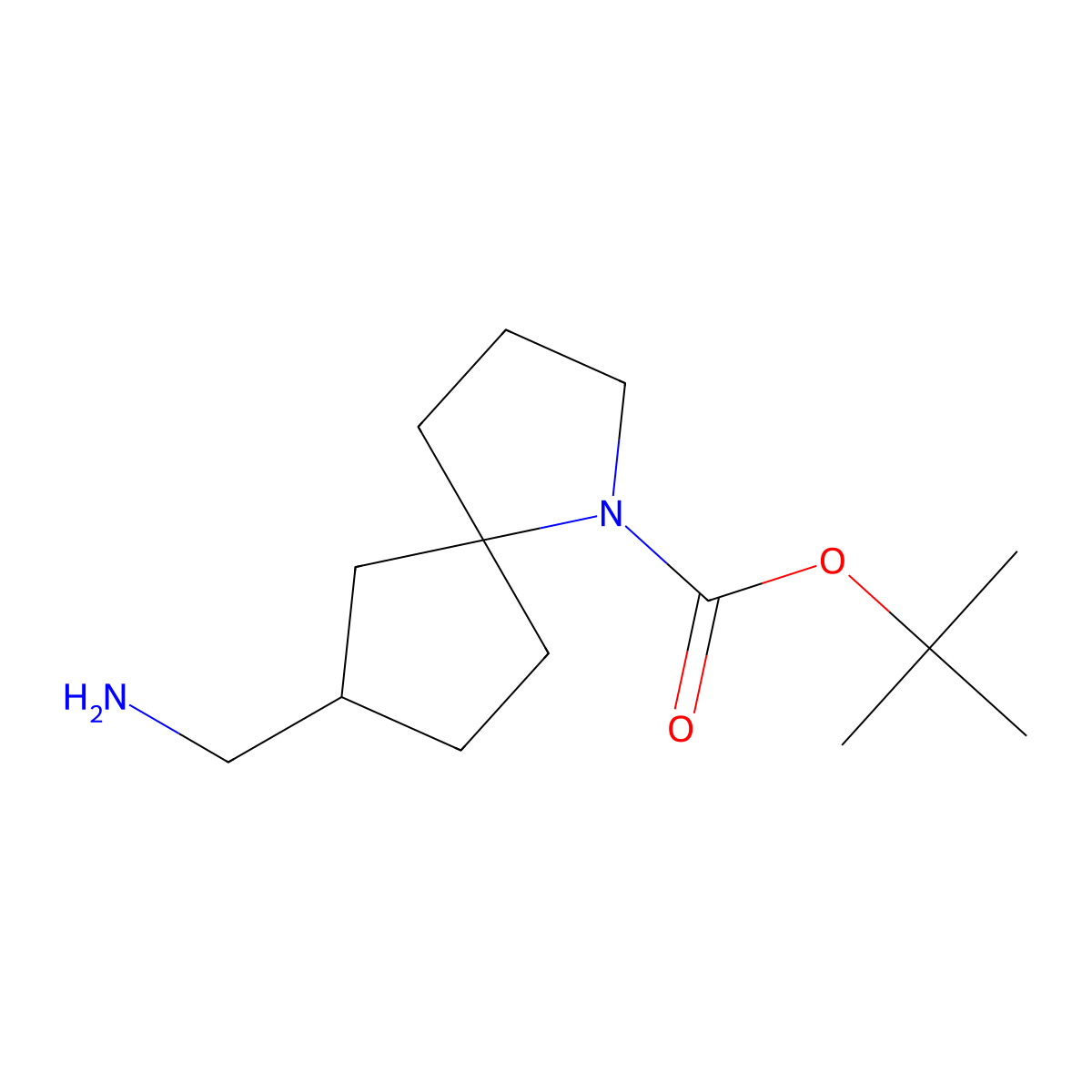 Tert-butyl 7-(aminomethyl)-1-azaspiro[4.4]nonane-1-carboxylate molecular structure, CAS 1780408-16-3