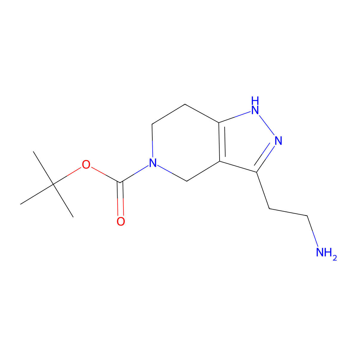 tert-butyl 3-(2-aminoethyl)-2H,4H,5H,6H,7H-pyrazolo[4,3-c]pyridine-5-carboxylate molecular structure, CAS 1780412-42-1