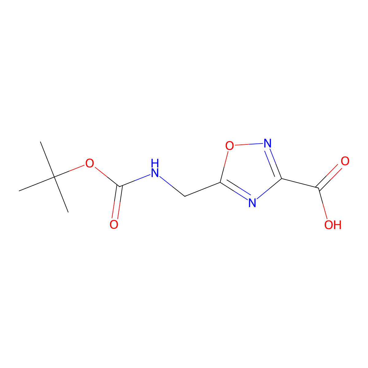 5-({[(Tert-butoxy)carbonyl]amino}methyl)-1,2,4-oxadiazole-3-carboxylic acid molecular structure, CAS 1780419-59-1