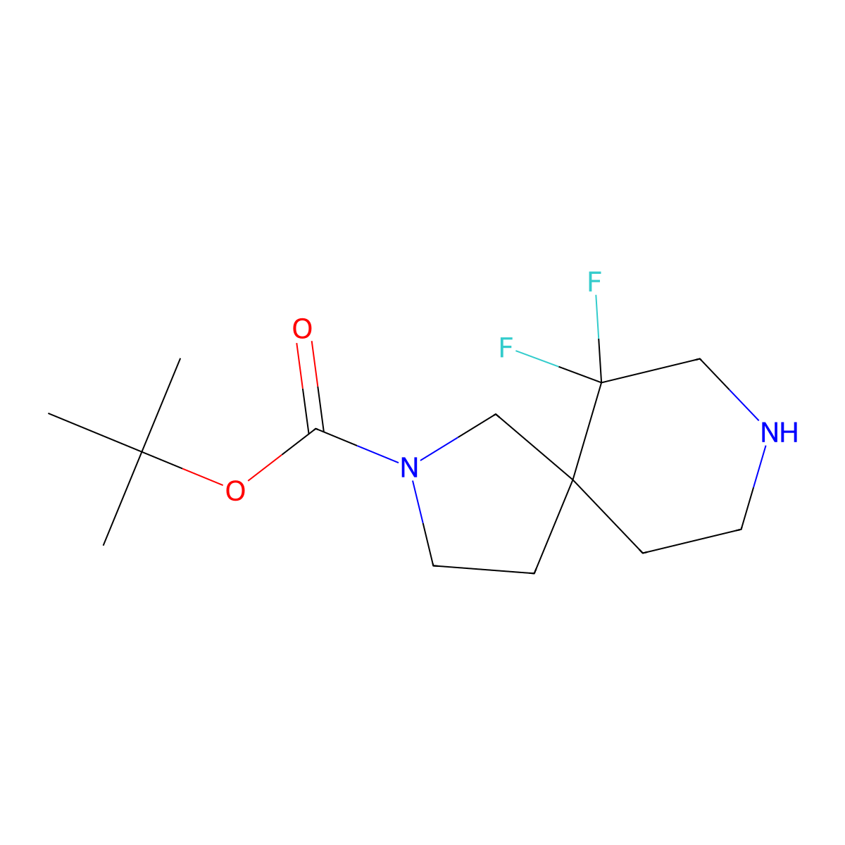 Tert-butyl 6,6-difluoro-2,8-diazaspiro(4.5)decane-2-carboxylate molecular structure, CAS 1780426-38-1