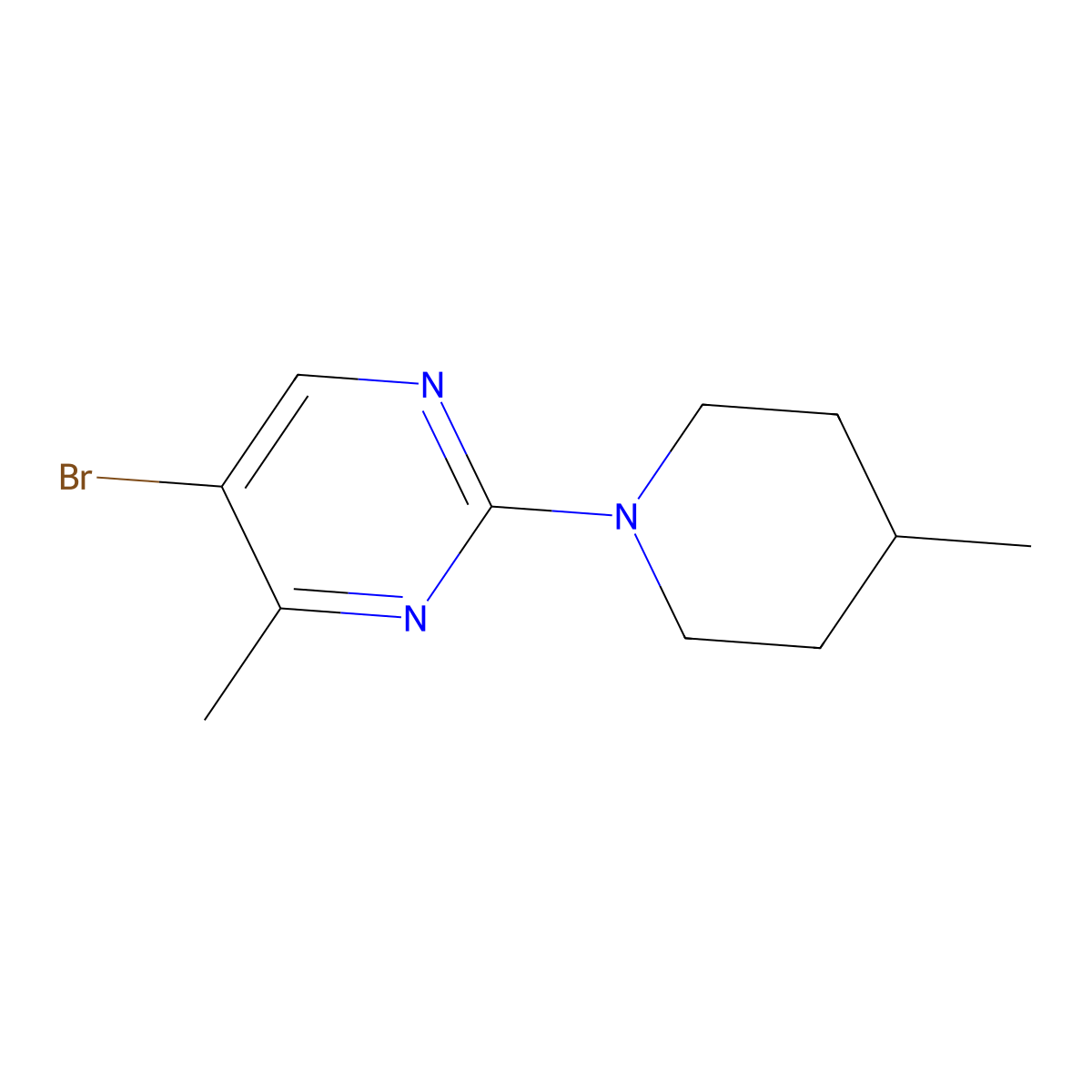 5-Bromo-4-methyl-2-(4-methylpiperidin-1-yl)pyrimidine molecular structure, CAS 1780428-39-8