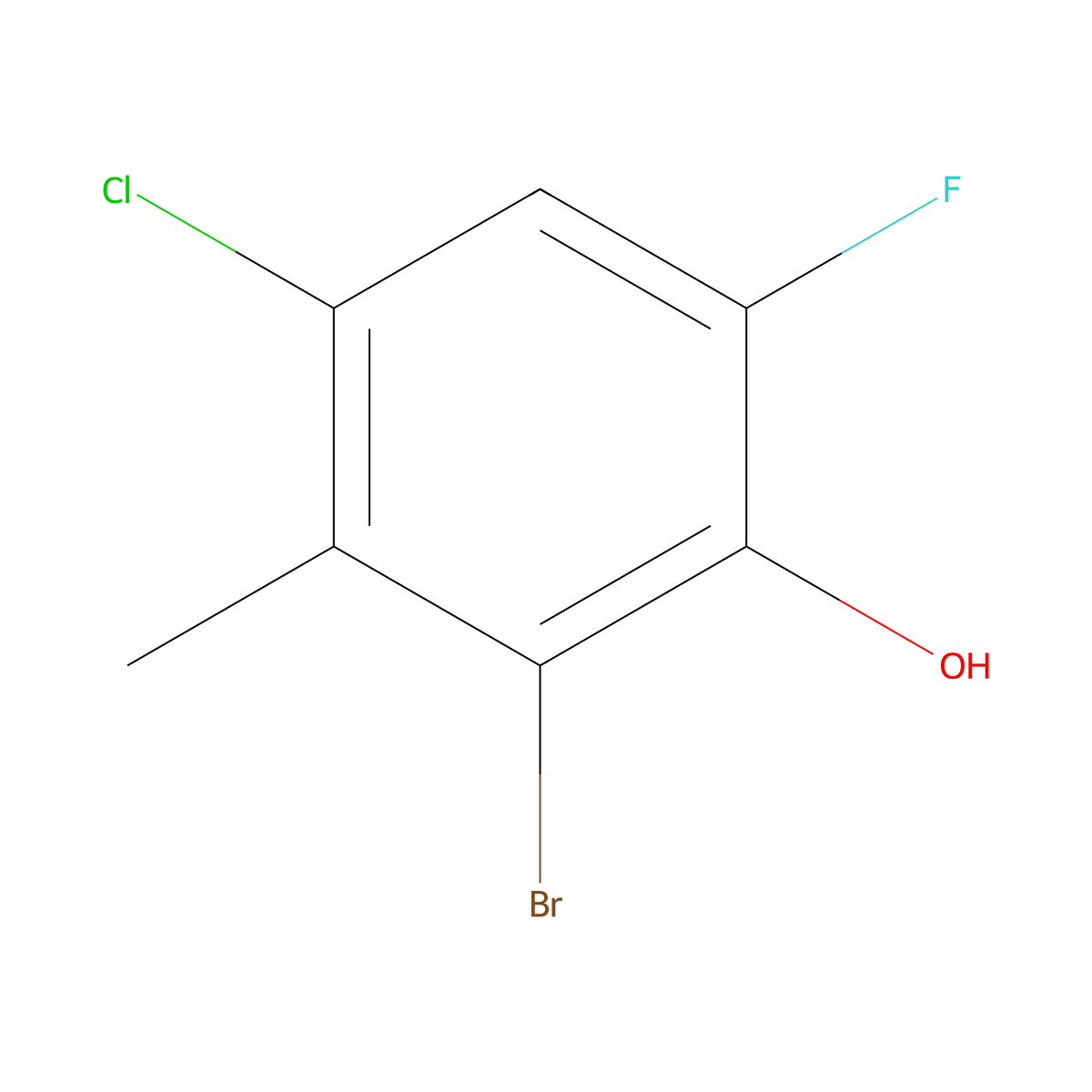 2-Bromo-4-chloro-6-fluoro-3-methylphenol molecular structure, CAS 1780428-77-4
