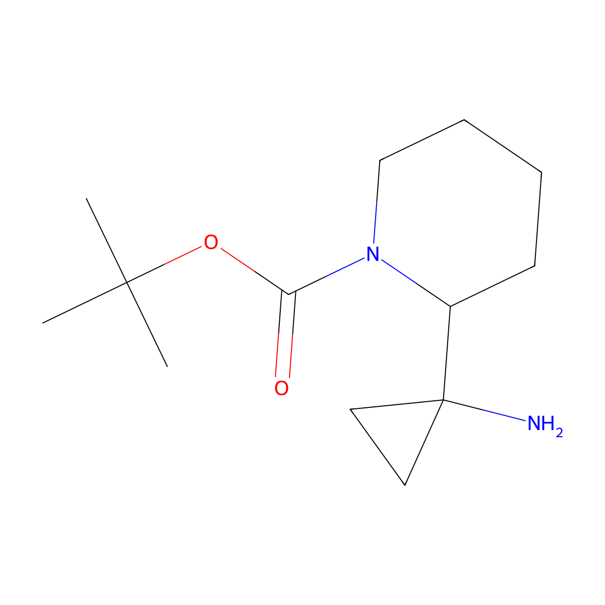 Tert-butyl 2-(1-aminocyclopropyl)piperidine-1-carboxylate molecular structure, CAS 1780431-89-1