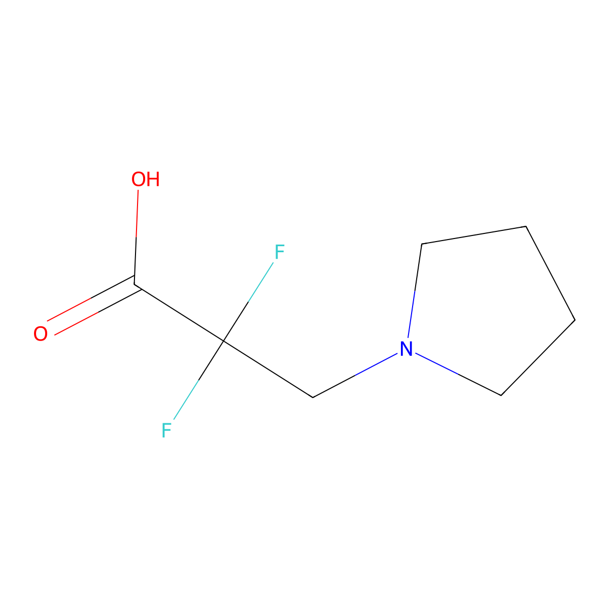 2,2-Difluoro-3-(pyrrolidin-1-yl)propanoic acid molecular structure, CAS 1780432-98-5