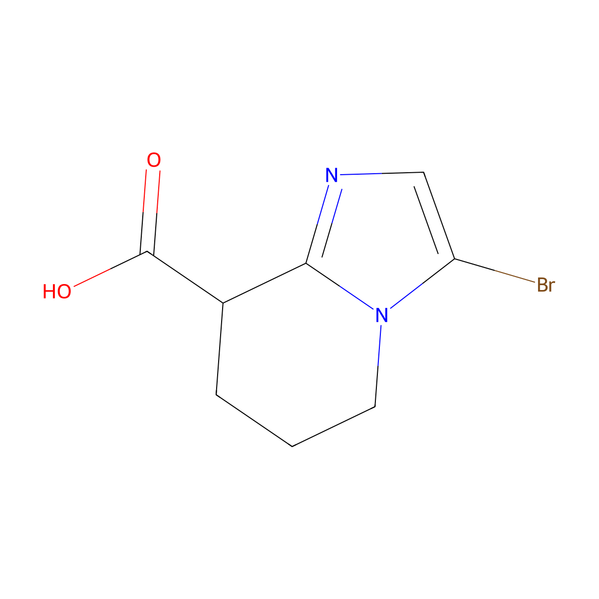 3-bromo-5H,6H,7H,8H-imidazo[1,2-a]pyridine-8-carboxylic acid molecular structure, CAS 1780438-51-8
