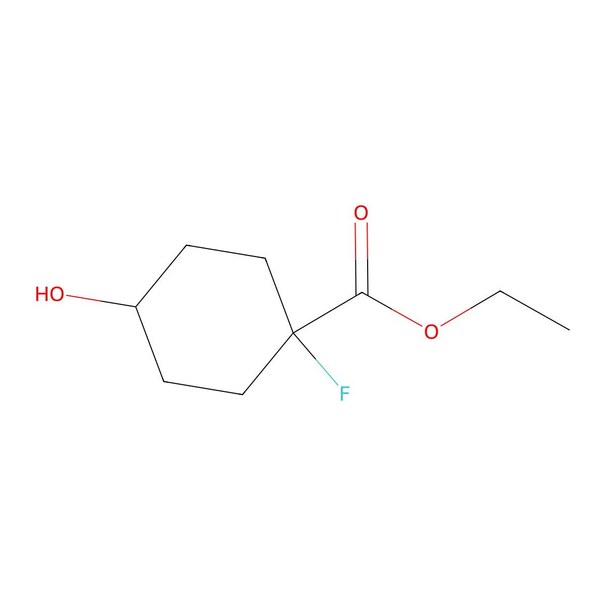 Ethyl 1-fluoro-4-hydroxy-cyclohexanecarboxylate molecular structure, CAS 1780441-54-4