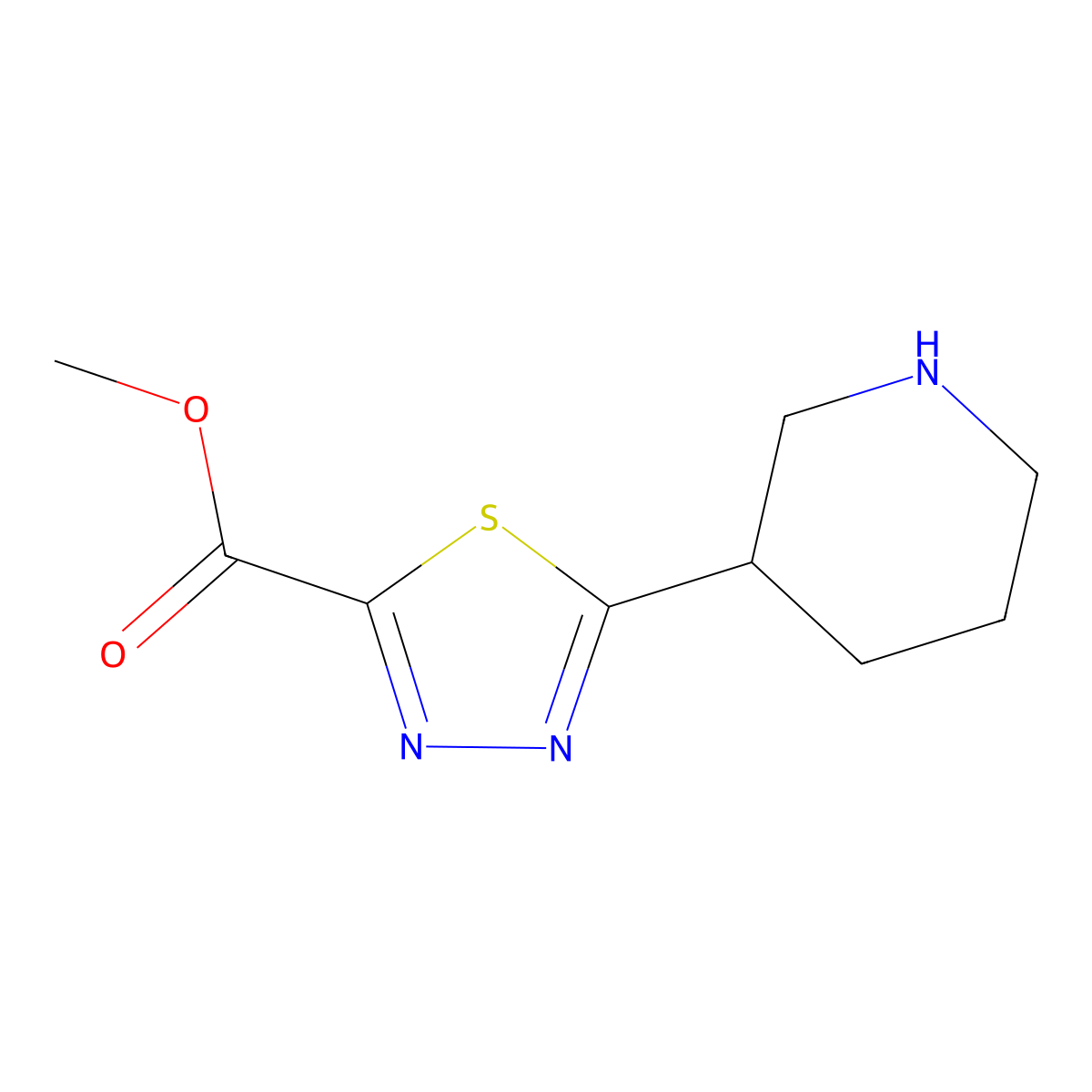 Methyl 5-(piperidin-3-yl)-1,3,4-thiadiazole-2-carboxylate molecular structure, CAS 1780443-83-5