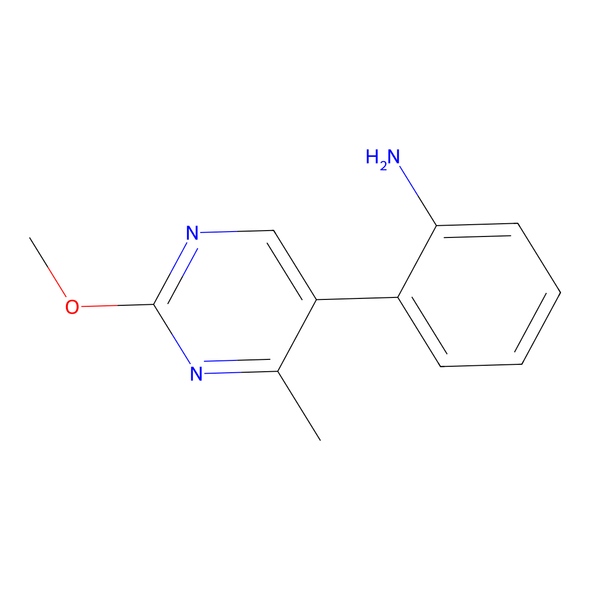2-(2-Methoxy-4-methyl-5-pyrimidinyl)benzenamine molecular structure, CAS 1780457-48-8