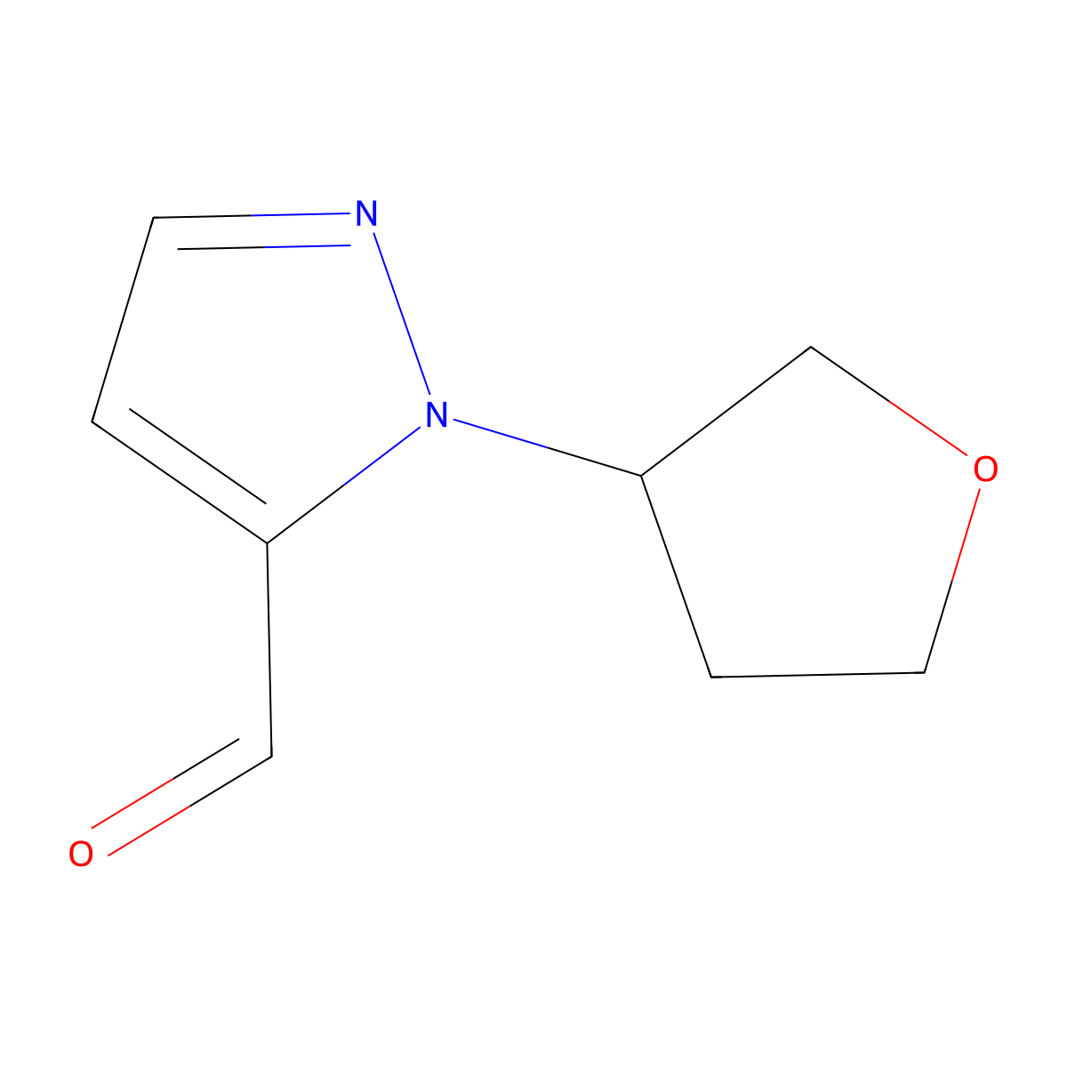1-(oxolan-3-yl)-1H-pyrazole-5-carbaldehyde molecular structure, CAS 1780458-71-0