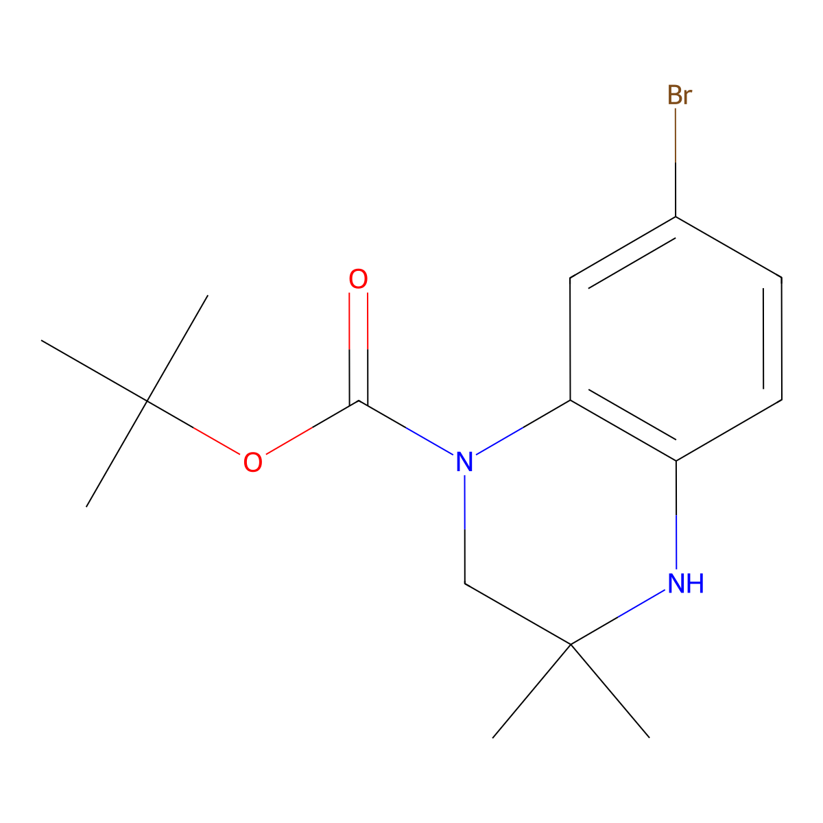 Tert-butyl 7-bromo-3,3-dimethyl-1,2,3,4-tetrahydroquinoxaline-1-carboxylate molecular structure, CAS 1780459-80-4