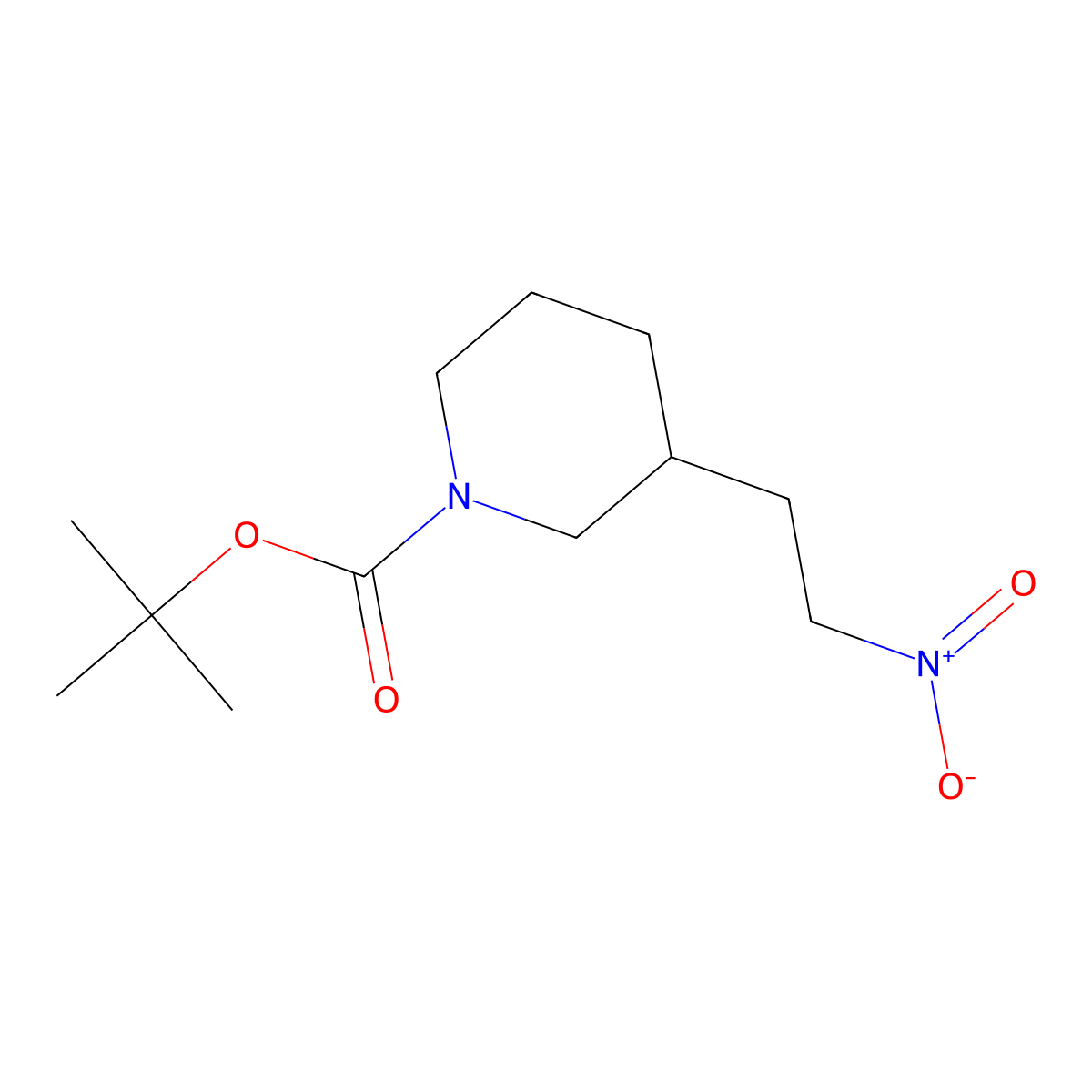Tert-butyl 3-(2-nitroethyl)piperidine-1-carboxylate molecular structure, CAS 1780465-96-4