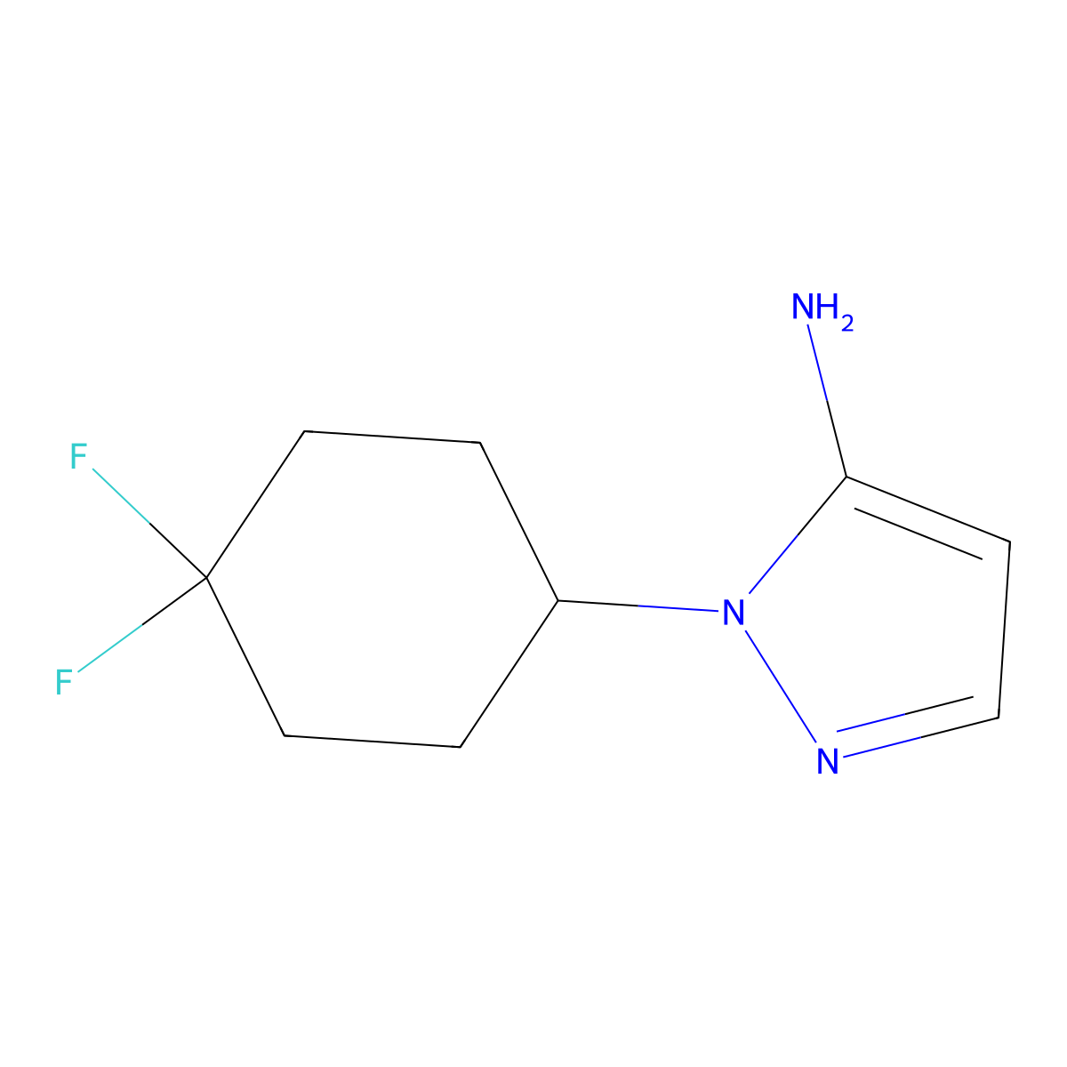 1-(4,4-difluorocyclohexyl)-1H-pyrazol-5-amine molecular structure, CAS 1780472-16-3