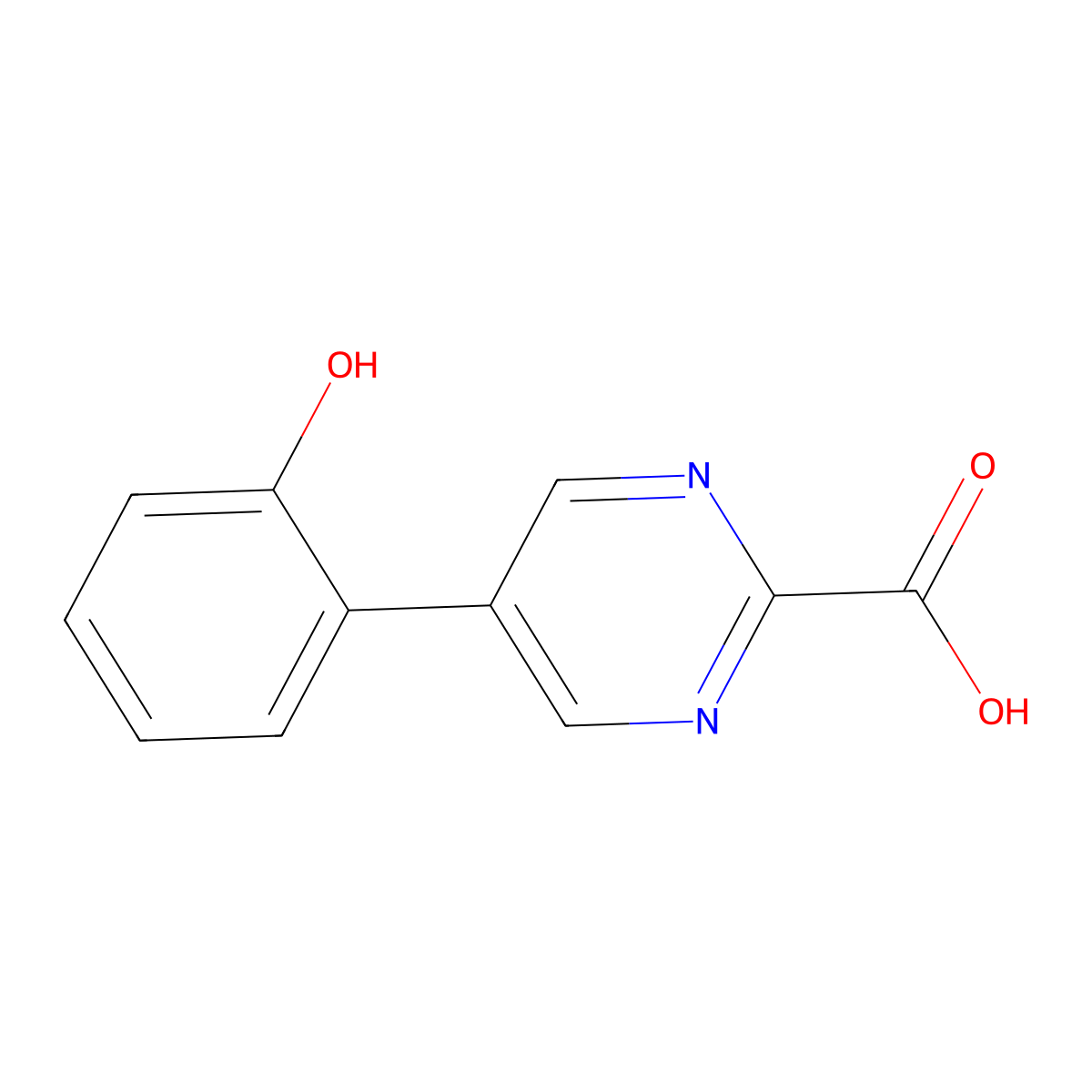 5-(2-Hydroxyphenyl)pyrimidine-2-carboxylic acid molecular structure, CAS 1780482-13-4