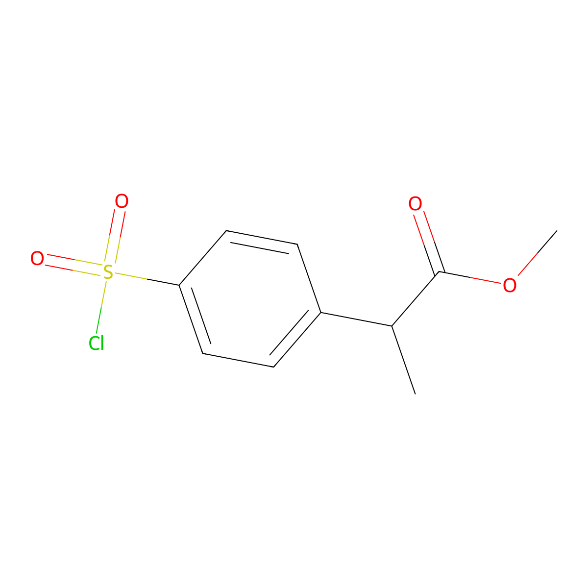 Methyl2-[4-(chlorosulfonyl)phenyl]propanoate molecular structure, CAS 1780483-02-4