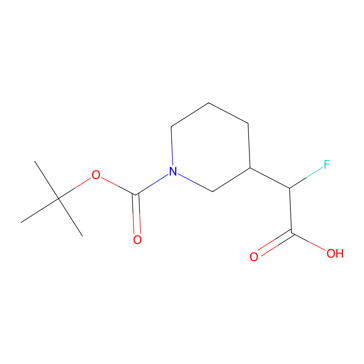 2-{1-[(Tert-butoxy)carbonyl]piperidin-3-yl}-2-fluoroacetic acid molecular structure, CAS 1780510-71-5