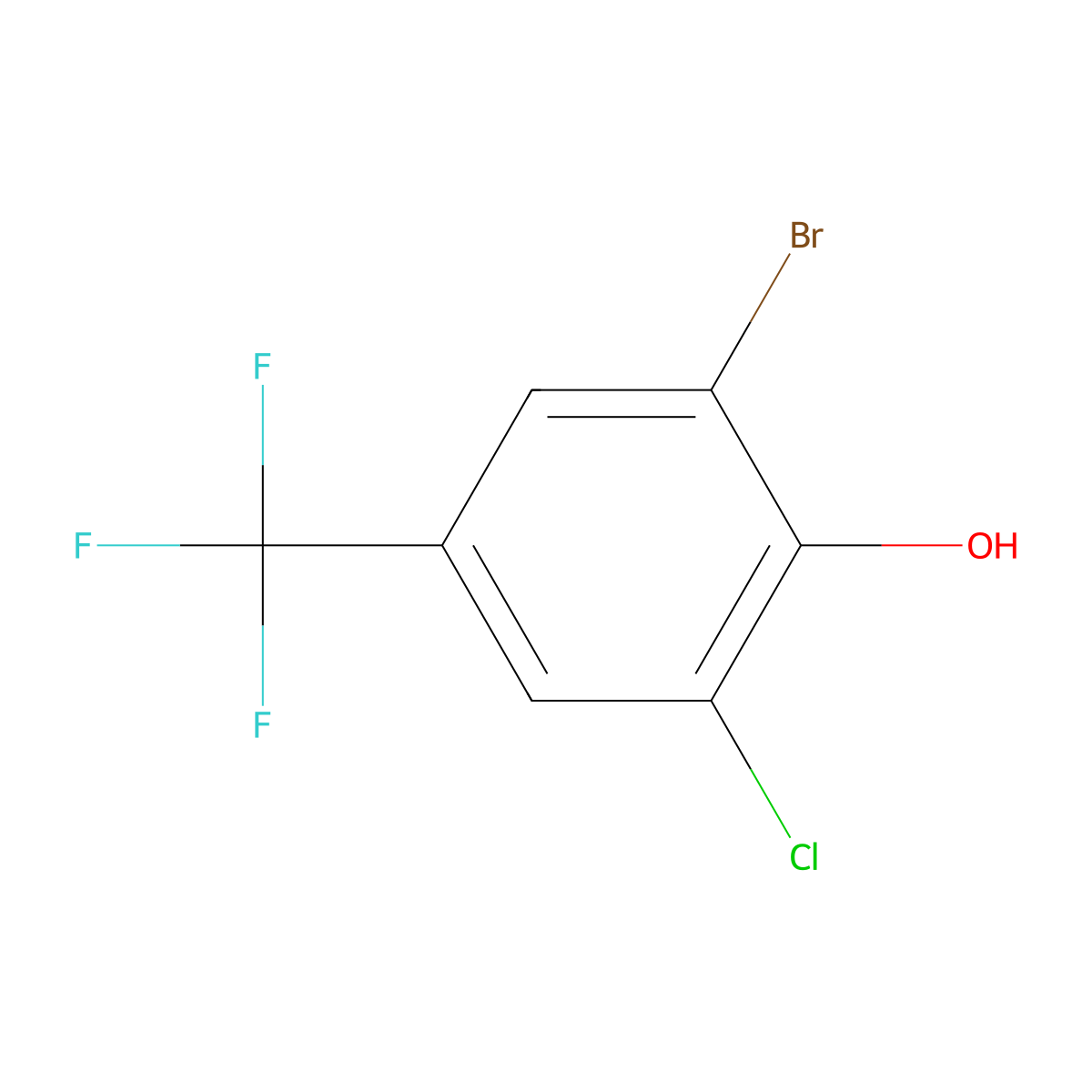 2-Bromo-6-chloro-4-(trifluoromethyl)phenol molecular structure, CAS 1780513-61-2