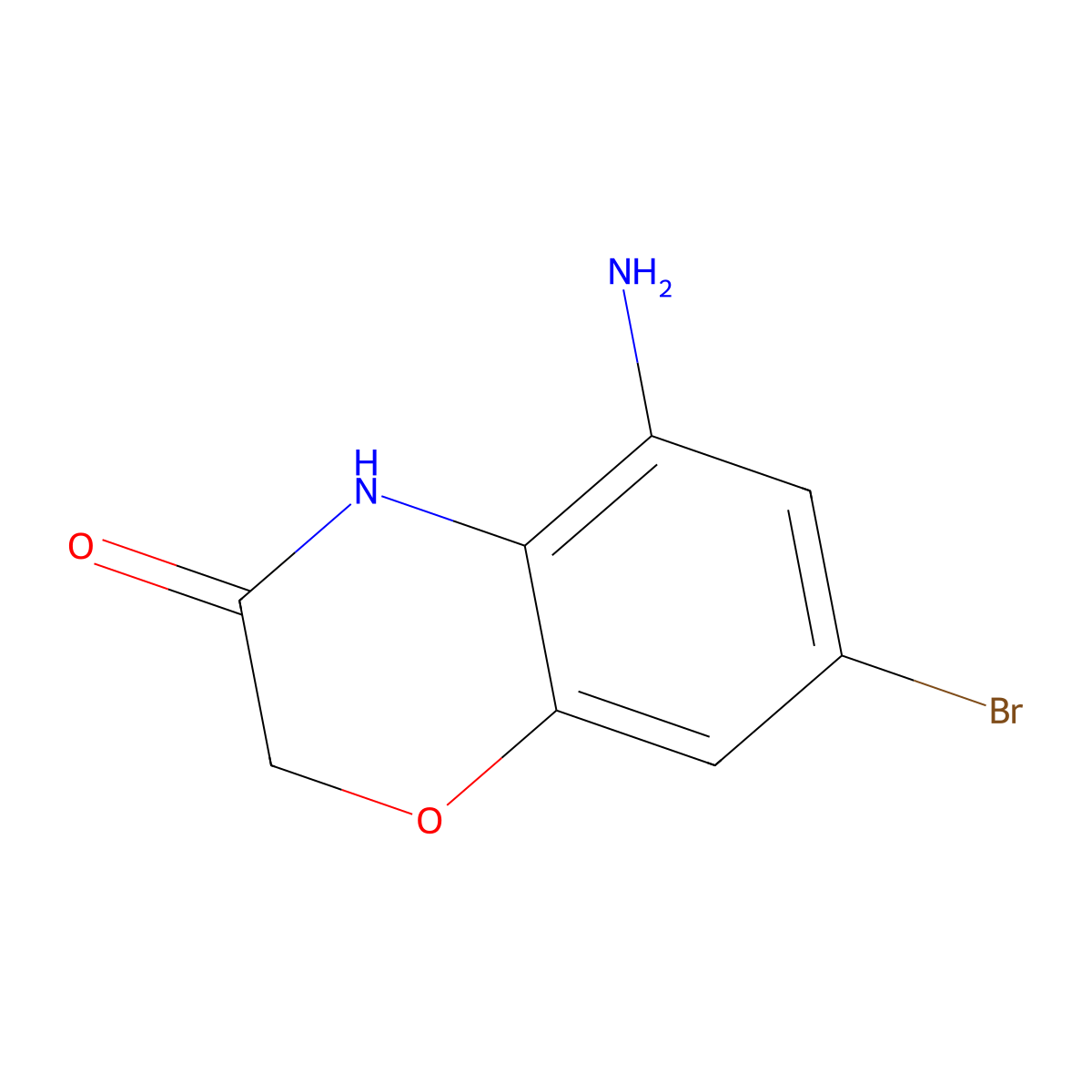 5-amino-7-bromo-3,4-dihydro-2H-1,4-benzoxazin-3-one molecular structure, CAS 1780516-88-2