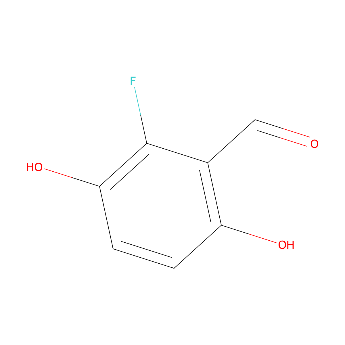 2-Fluoro-3,6-dihydroxybenzaldehyde molecular structure, CAS 1780517-77-2