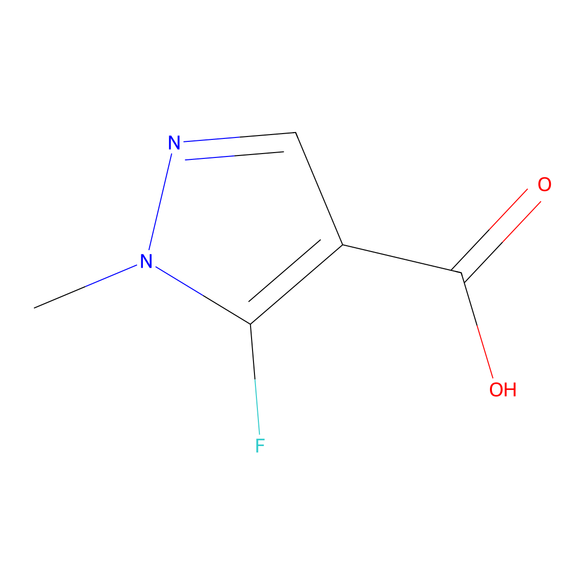5-fluoro-1-methyl-1H-pyrazole-4-carboxylic acid molecular structure, CAS 1780519-27-8