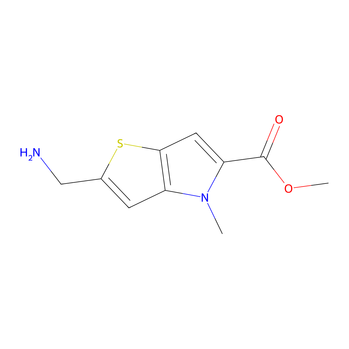 methyl 2-(aminomethyl)-4-methyl-4H-thieno[3,2-b]pyrrole-5-carboxylate molecular structure, CAS 1780519-74-5