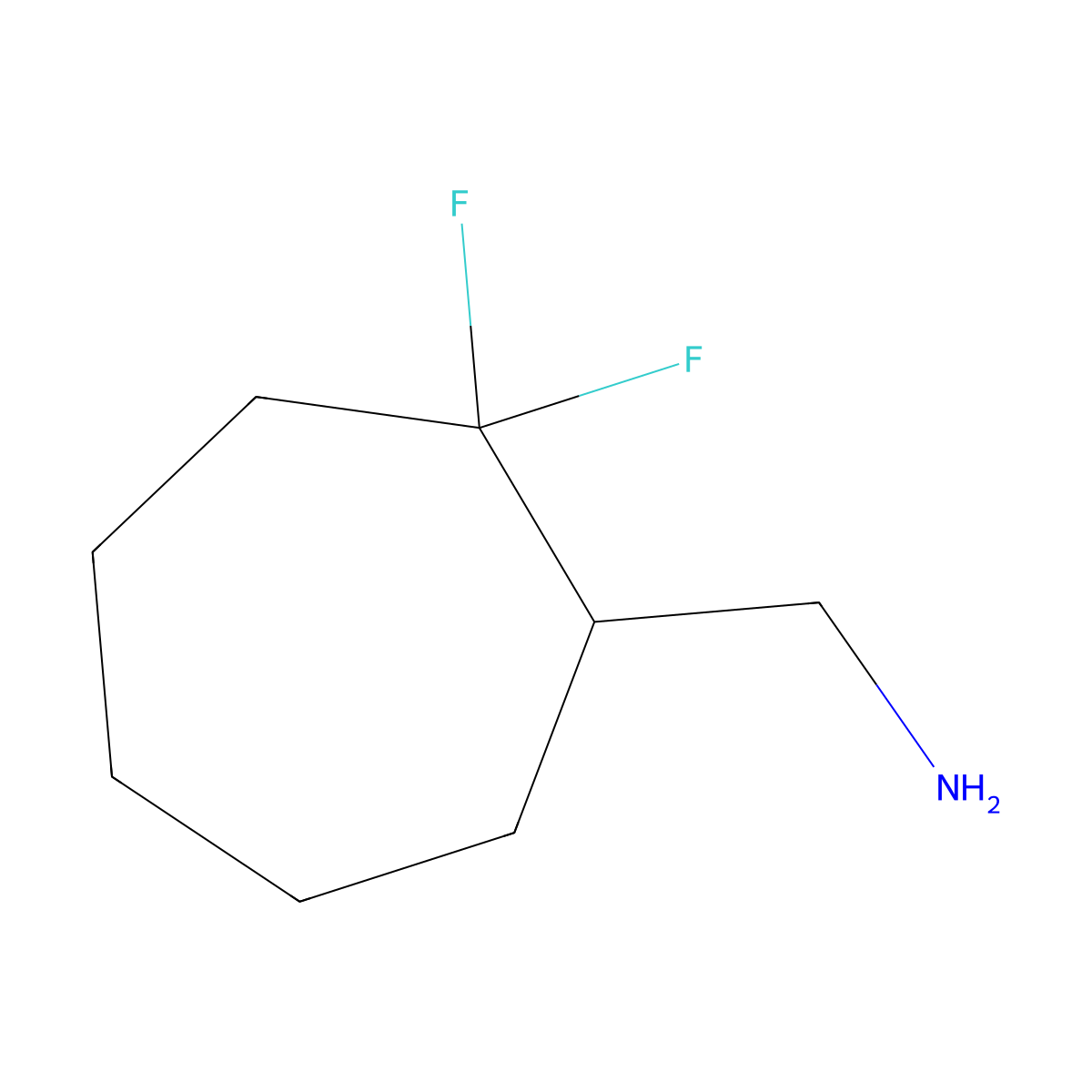 1-(2,2-Difluorocycloheptyl)methanamine molecular structure, CAS 1780533-81-4