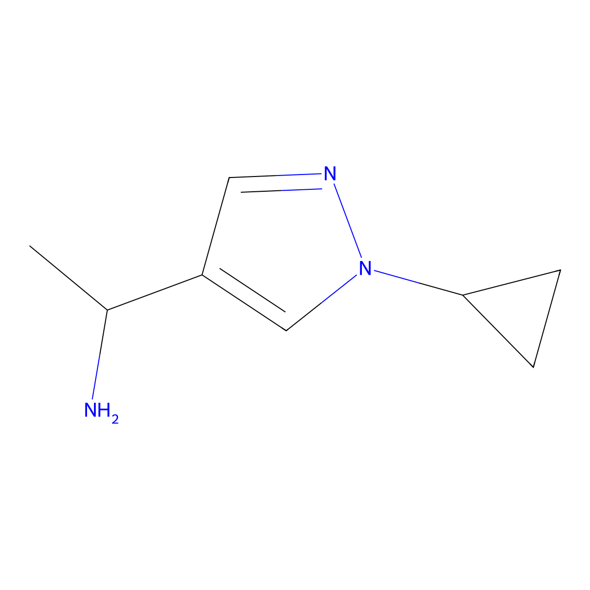 1-(1-cyclopropyl-1H-pyrazol-4-yl)ethan-1-amine molecular structure, CAS 1780537-50-9