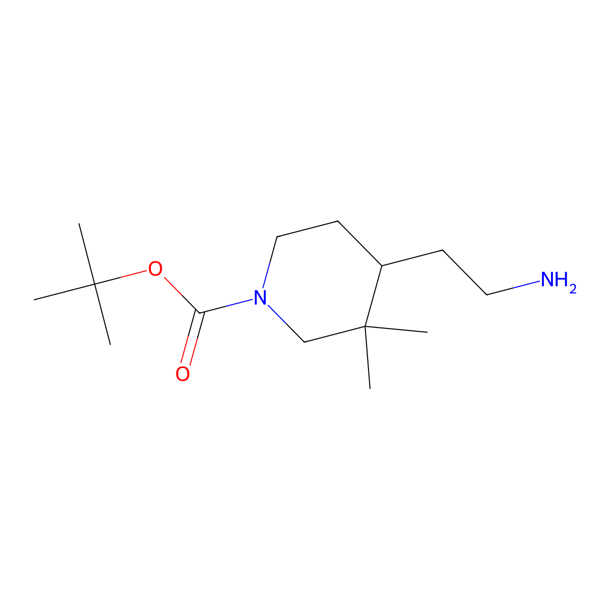 tert-Butyl 4-(2-aminoethyl)-3,3-dimethylpiperidine-1-carboxylate molecular structure, CAS 1780540-76-2