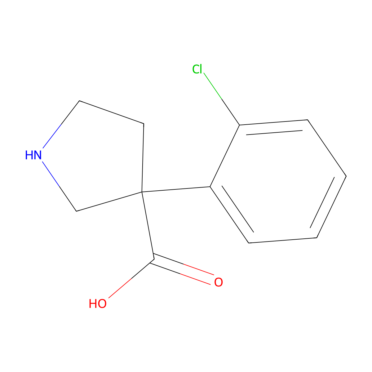 3-(2-Chlorophenyl)pyrrolidine-3-carboxylic acid molecular structure, CAS 1780541-11-8