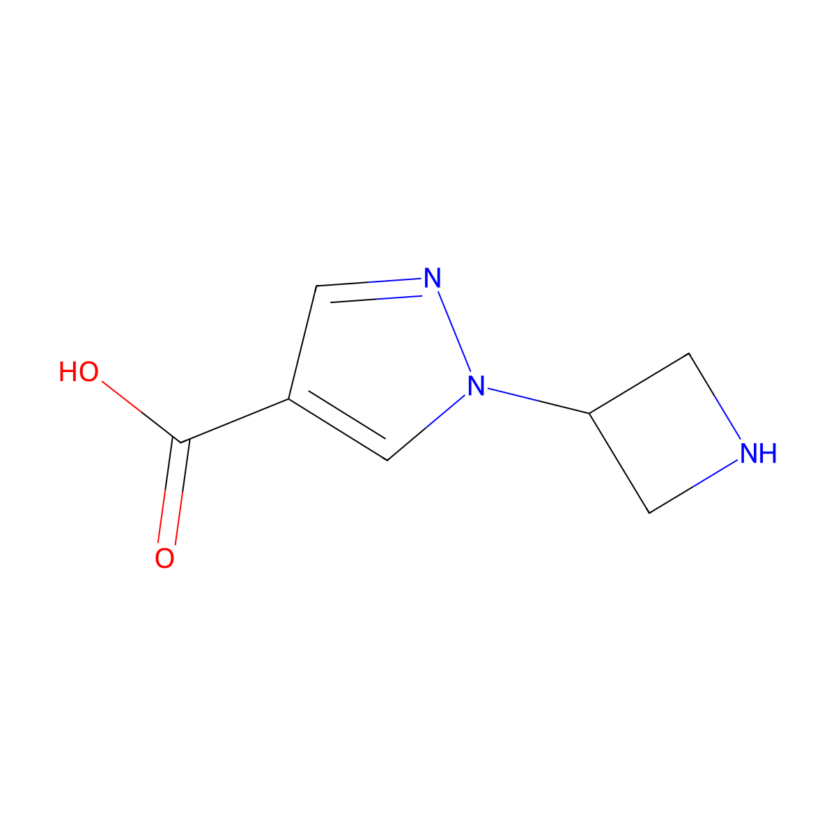 1-(azetidin-3-yl)-1H-pyrazole-4-carboxylic acid molecular structure, CAS 1780549-22-5