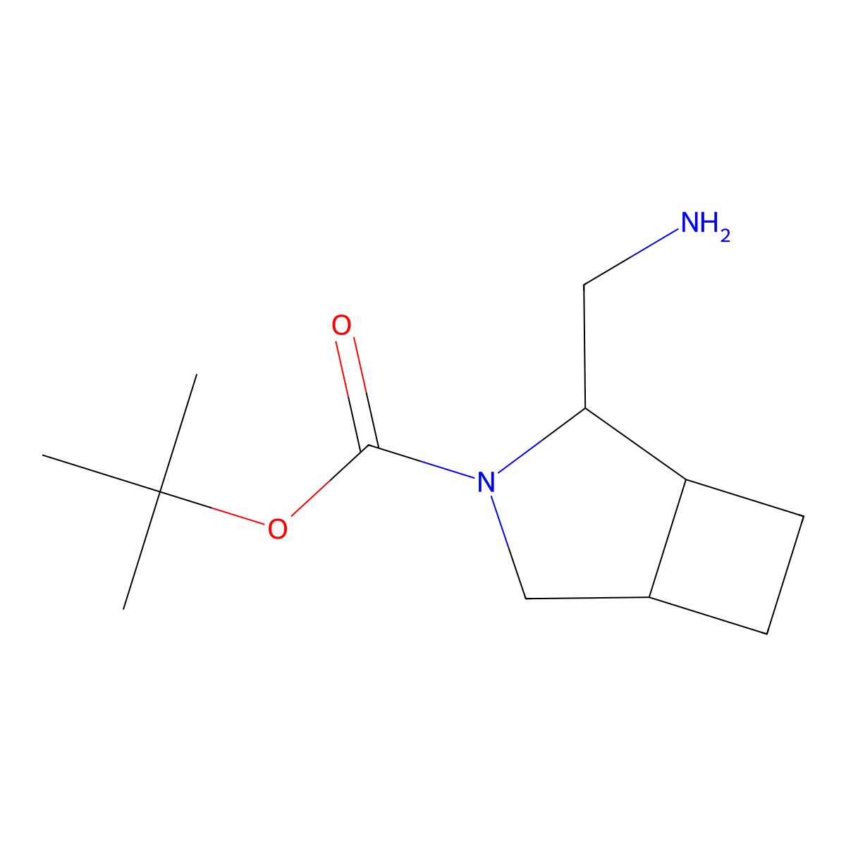 Tert-butyl 2-(aminomethyl)-3-azabicyclo[3.2.0]heptane-3-carboxylate molecular structure, CAS 1780552-43-3
