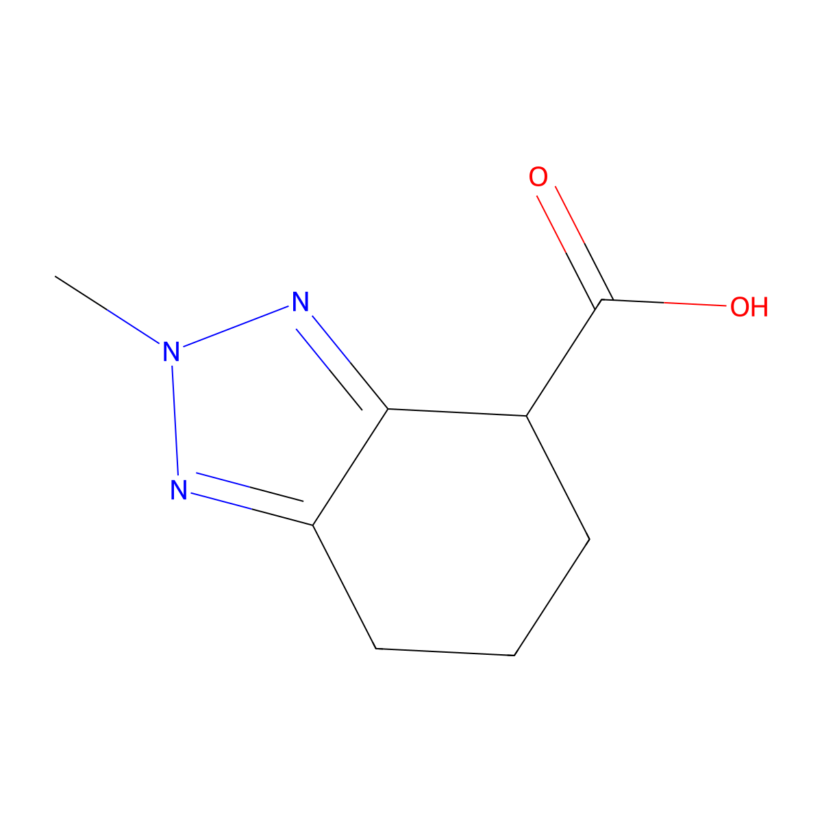 2-methyl-4,5,6,7-tetrahydro-2H-1,2,3-benzotriazole-4-carboxylic acid molecular structure, CAS 1780554-07-5