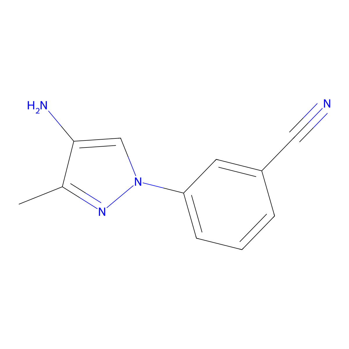 3-(4-amino-3-methyl-1H-pyrazol-1-yl)benzonitrile molecular structure, CAS 1780560-53-3