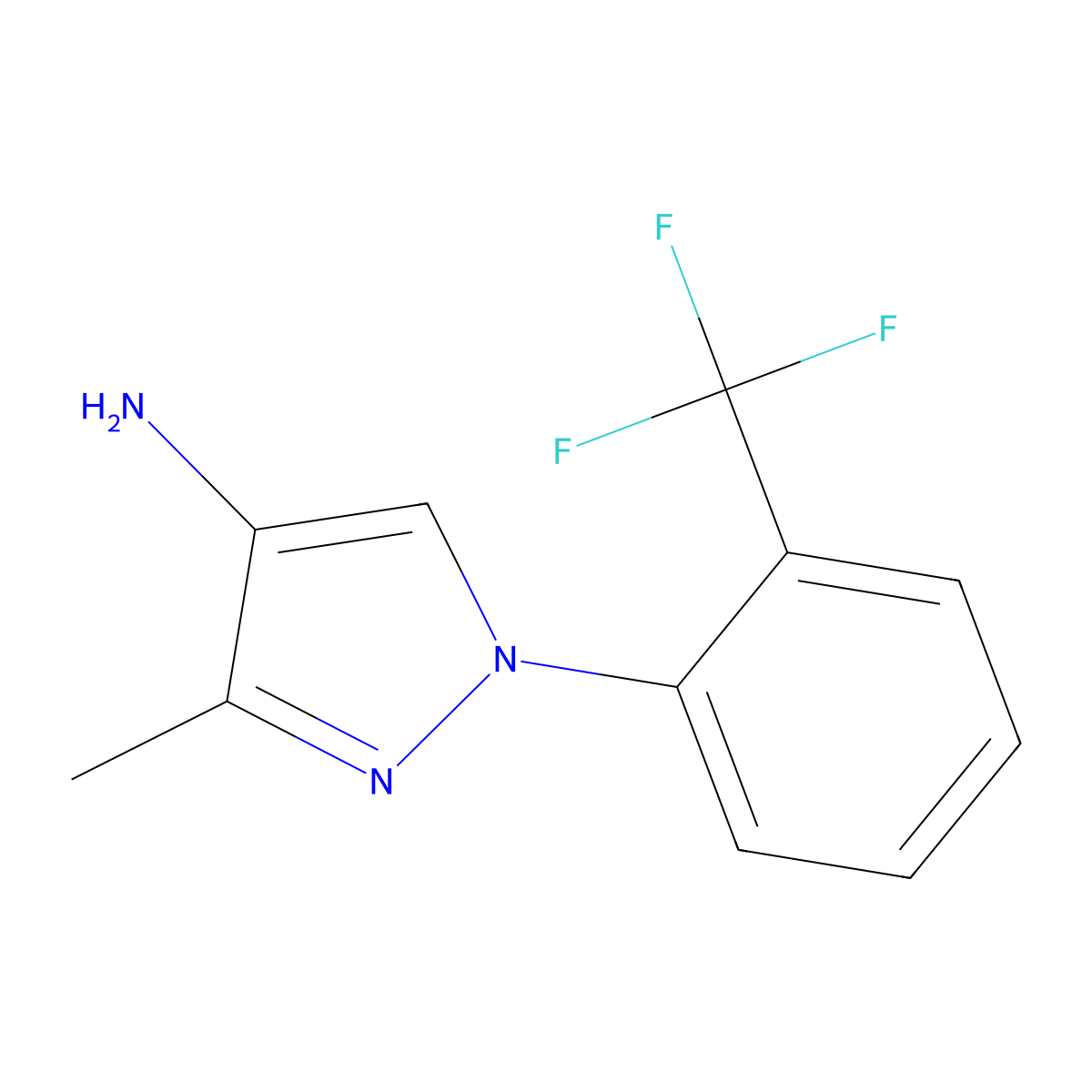 3-methyl-1-(2-(trifluoromethyl)phenyl)-1H-pyrazol-4-amine molecular structure, CAS 1780561-11-6