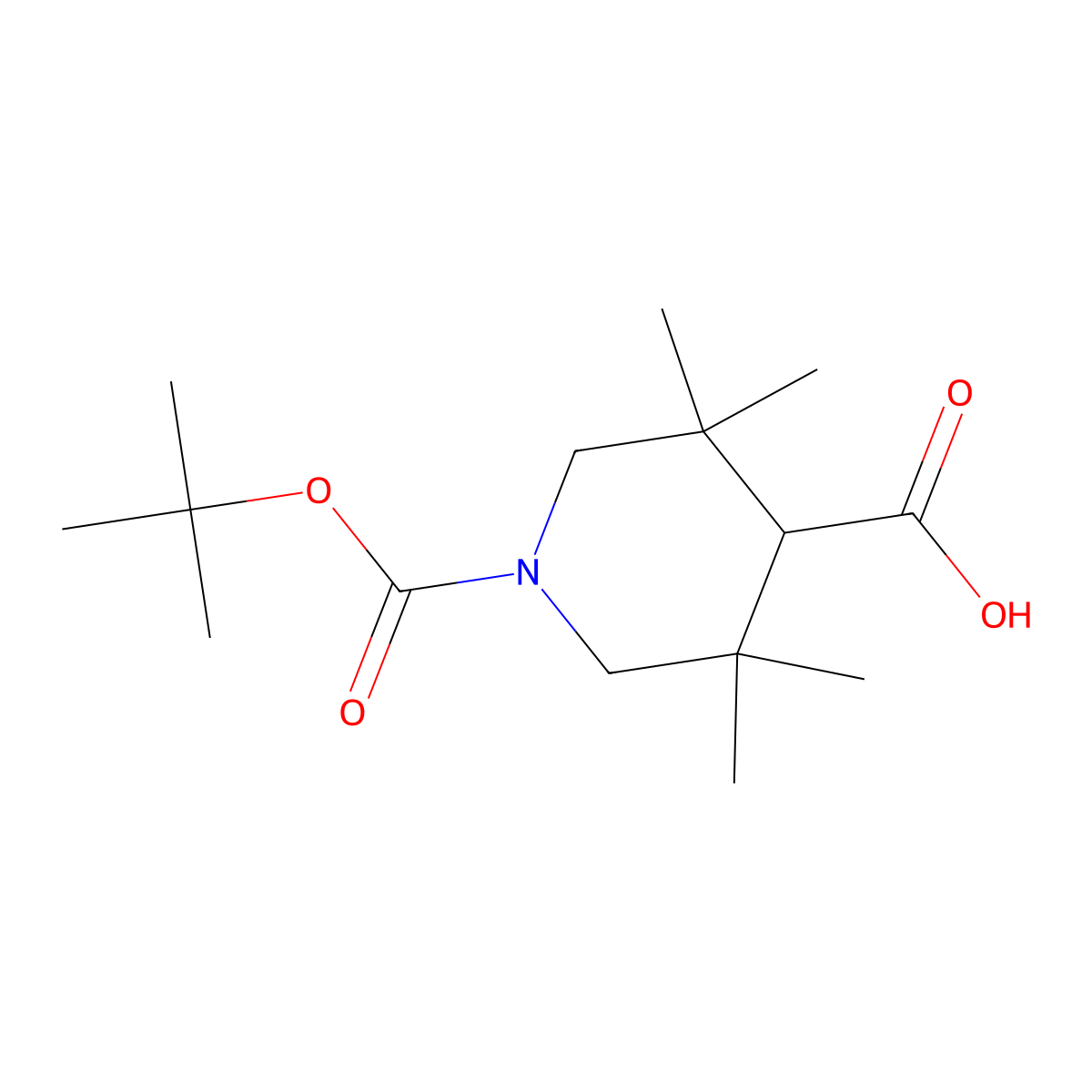 1-[(Tert-butoxy)carbonyl]-3,3,5,5-tetramethylpiperidine-4-carboxylic acid molecular structure, CAS 1780565-88-9
