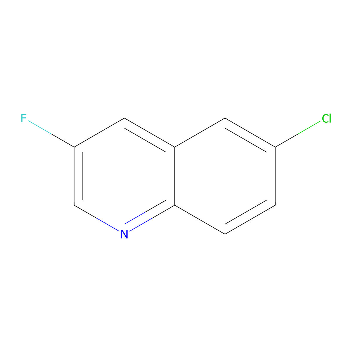 6-Chloro-3-fluoroquinoline molecular structure, CAS 1780566-89-3