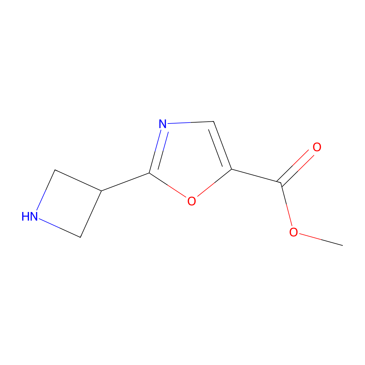 Methyl 2-(azetidin-3-yl)oxazole-5-carboxylate molecular structure, CAS 1780567-63-6