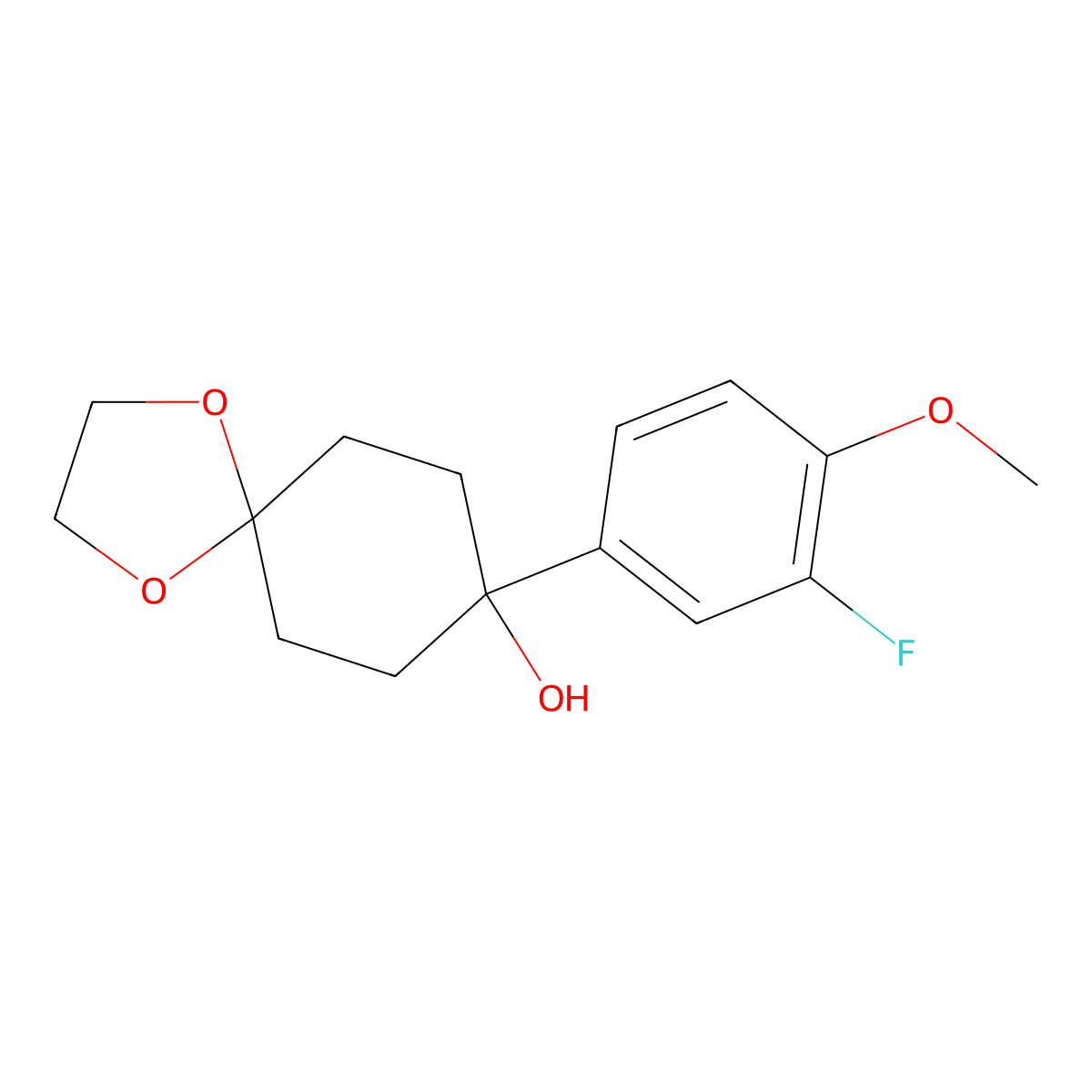 8-(3-Fluoro-4-methoxyphenyl)-1,4-dioxaspiro[4.5]decan-8-ol molecular structure, CAS 178058-56-5