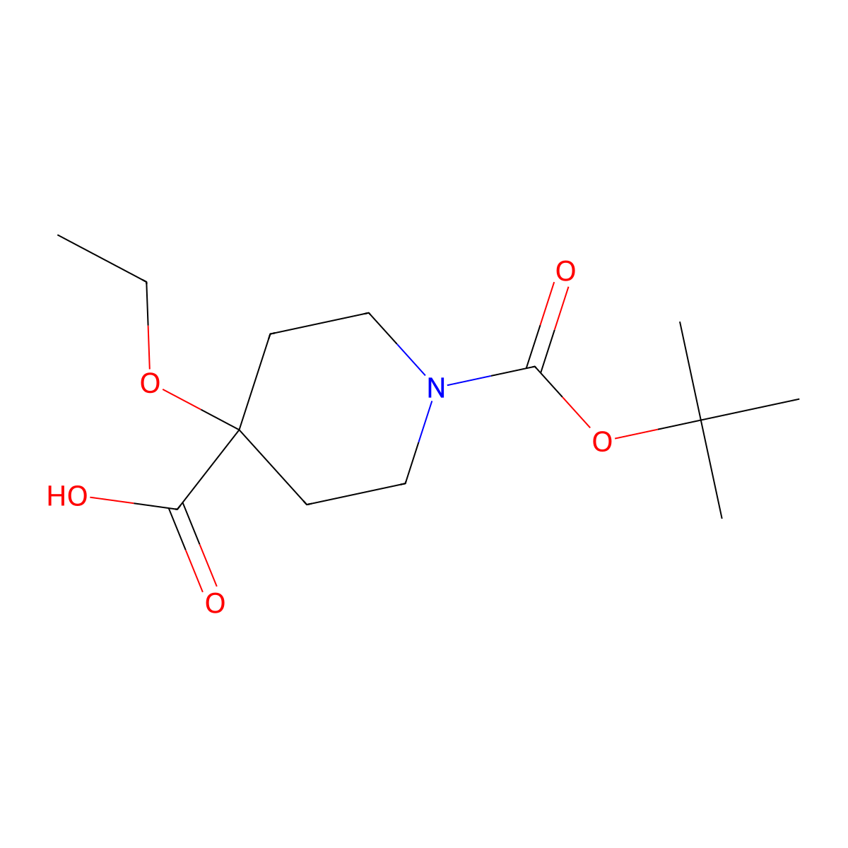 1-[(Tert-butoxy)carbonyl]-4-ethoxypiperidine-4-carboxylic acid molecular structure, CAS 1780582-31-1