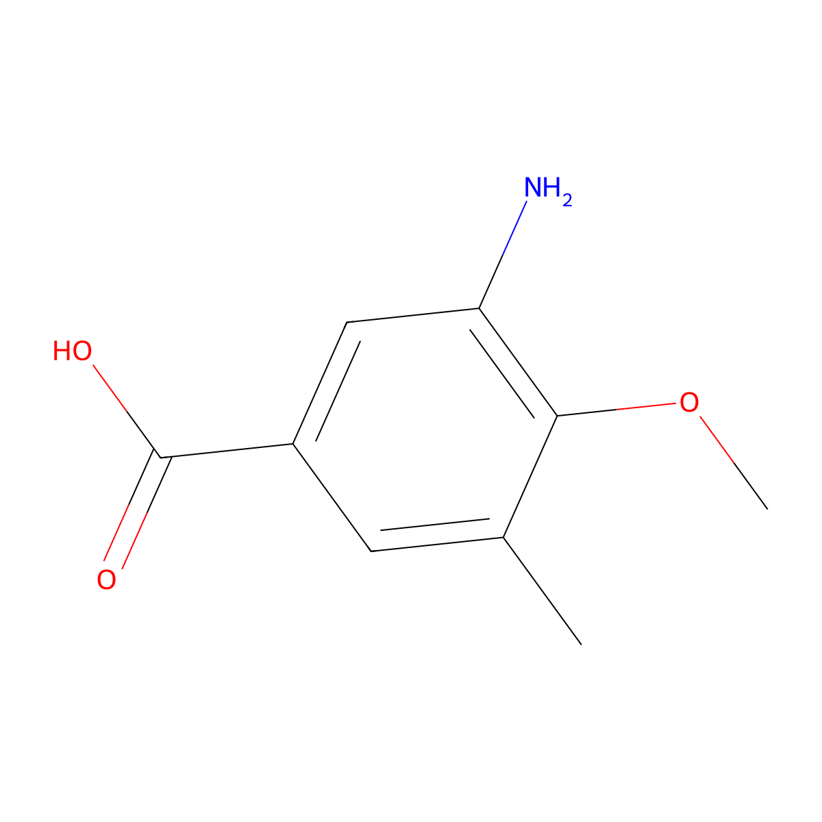 3-Amino-4-methoxy-5-methylbenzoic acid molecular structure, CAS 1780582-37-7