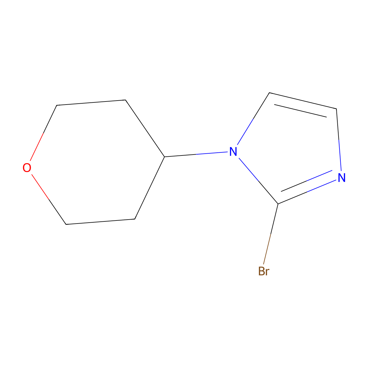 2-bromo-1-(tetrahydro-2H-pyran-4-yl)-1H-imidazole molecular structure, CAS 1780583-24-5