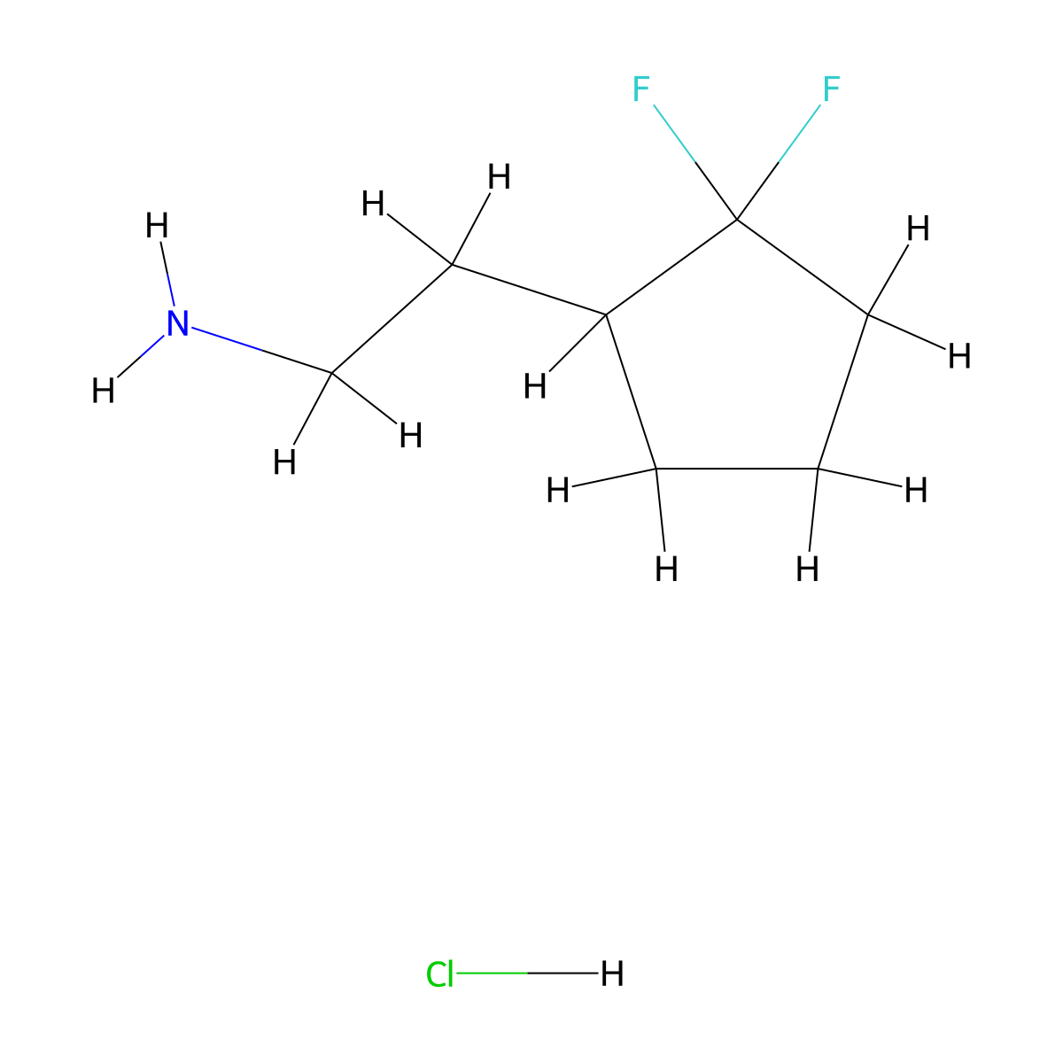 2-(2,2-Difluorocyclopentyl)ethan-1-amine hydrochloride molecular structure, CAS 1780586-65-3